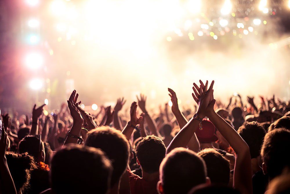 crowd in front of stage