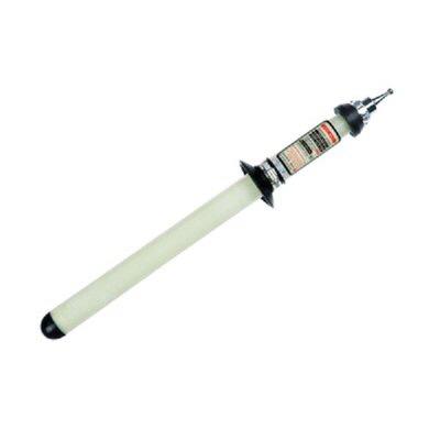 Insulated electrical voltage detector stick with dark handle, white shaft, and metallic tip.