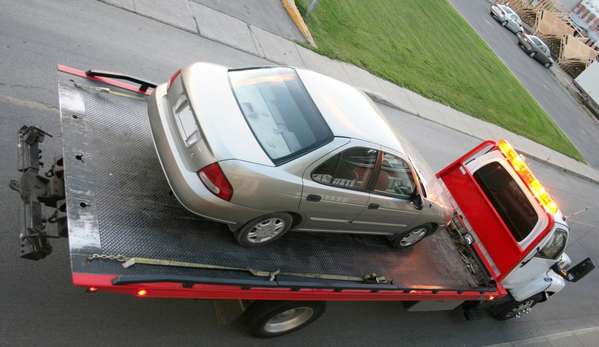Car being towed away