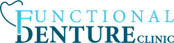 Functional Denture Clinic logo in blue and black with a tooth icon.