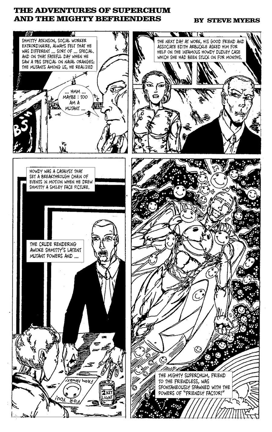 The archive of Superchum's old strips begins with the first ever published newspaper strip