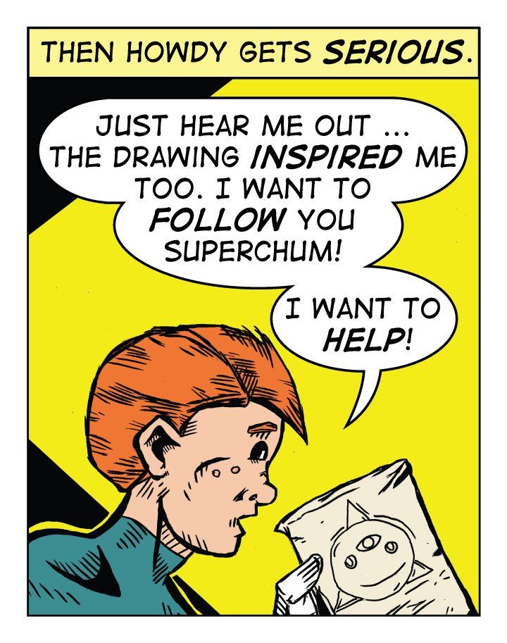 The Adventures of Superchum, World's Friendliest Superhero, Chapter 1 comic panel