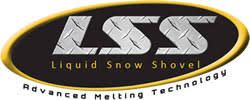 Logo for Liquid Snow Shovel. Oval design with 