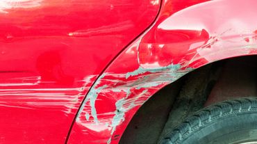 Red Car Need Repaint — Columbus, OH — Collision Solutions LLC Red Car Need Repaint — Columbus, OH — Collision Solutions LLC