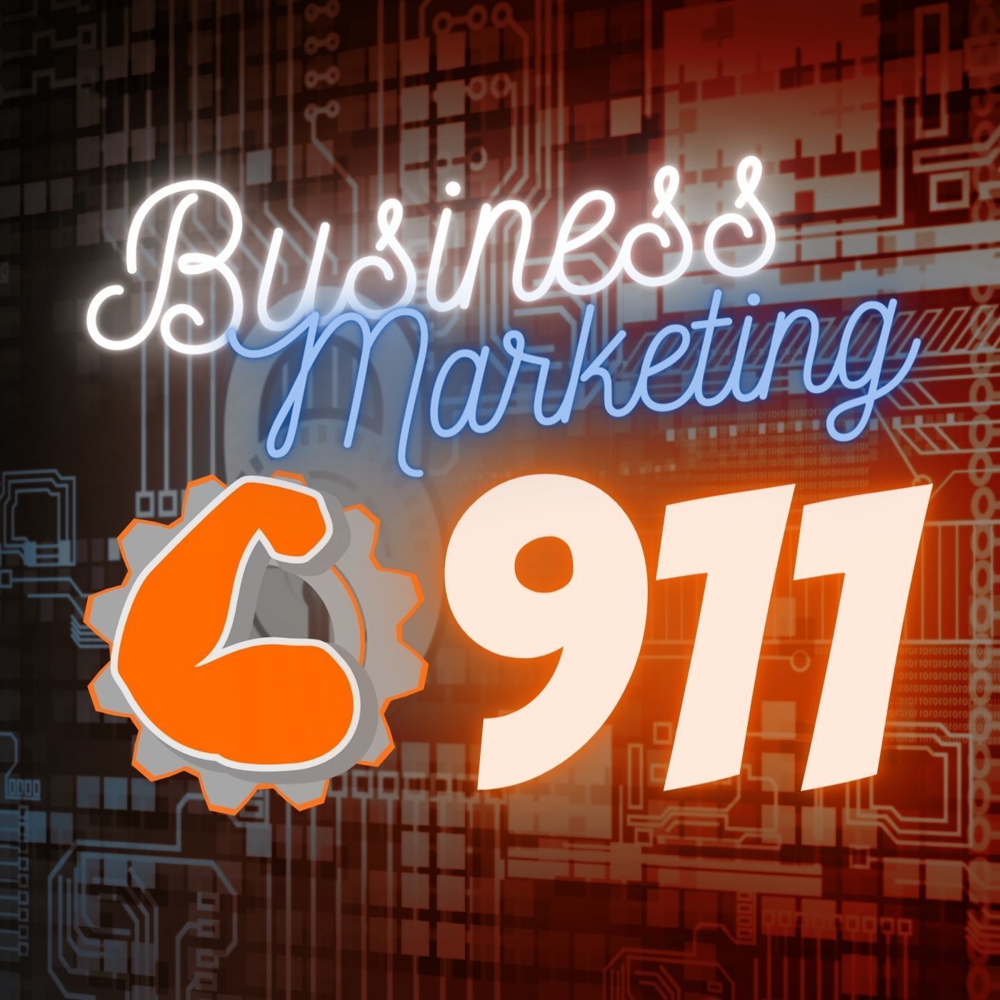 A neon sign that says business marketing 911