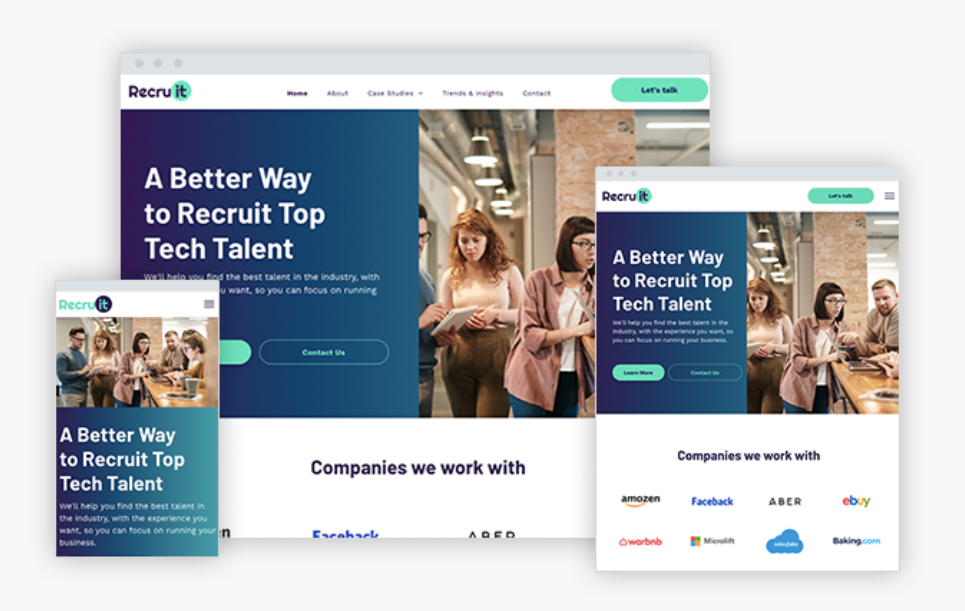 A screenshot of a website that says `` a better way to recruit top tech talent ''.