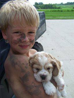 Kimberlee's son after playing in their creek