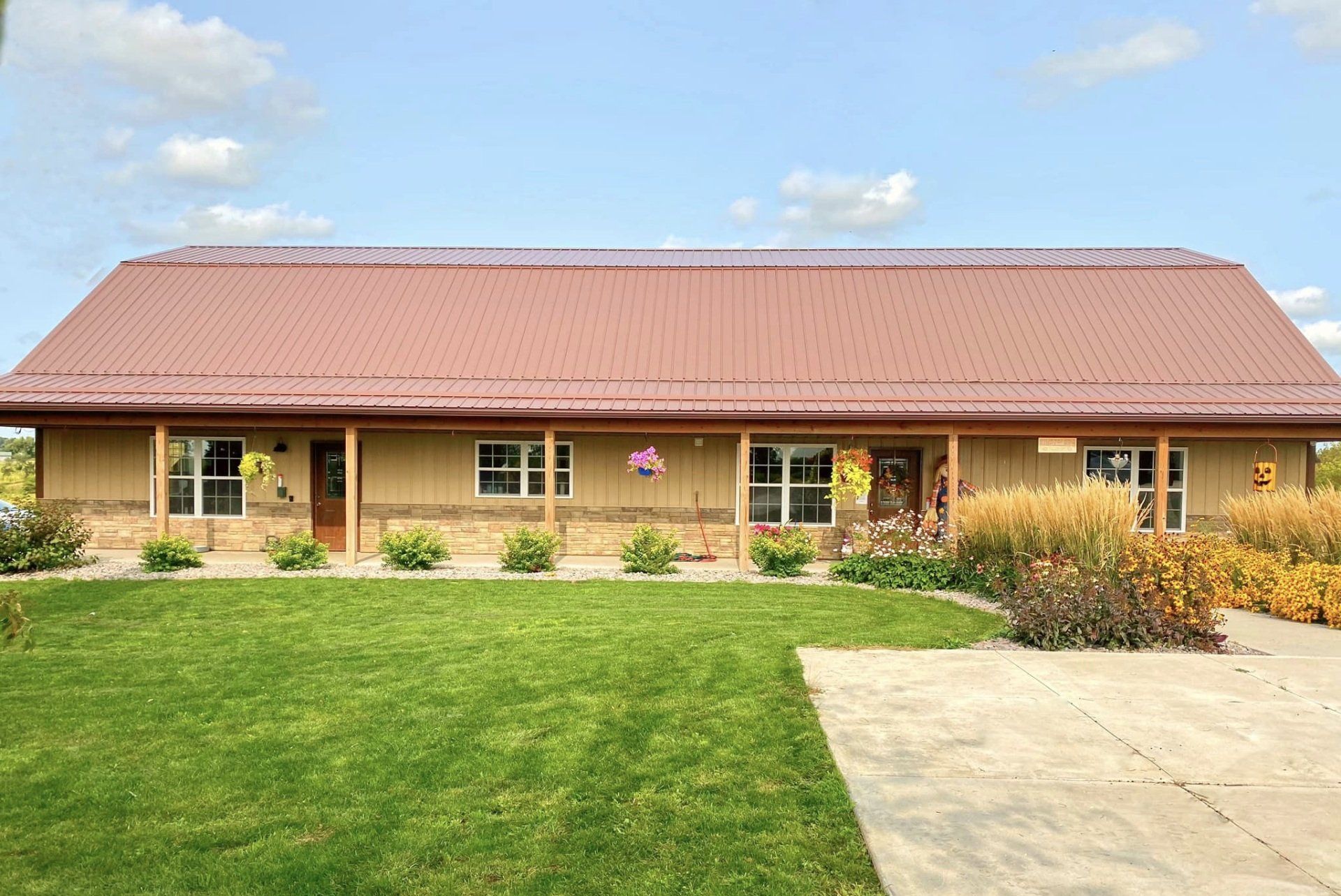 Exterior of a dog kennel in the summertime