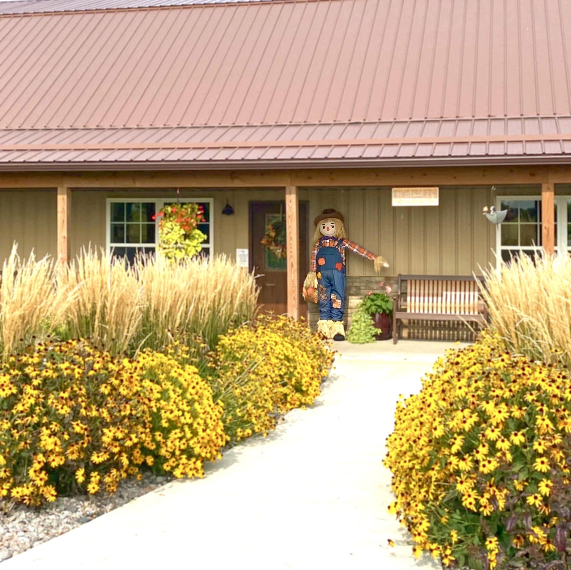 Exterior of a kennel in the fall