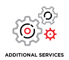 A gear icon with the words `` additional services '' below it.