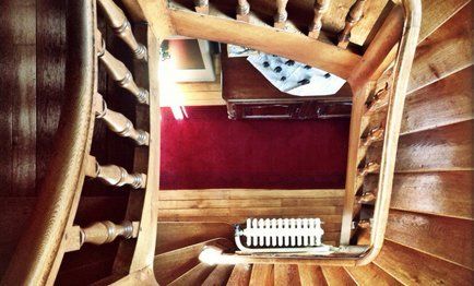 light brown wooden staircase