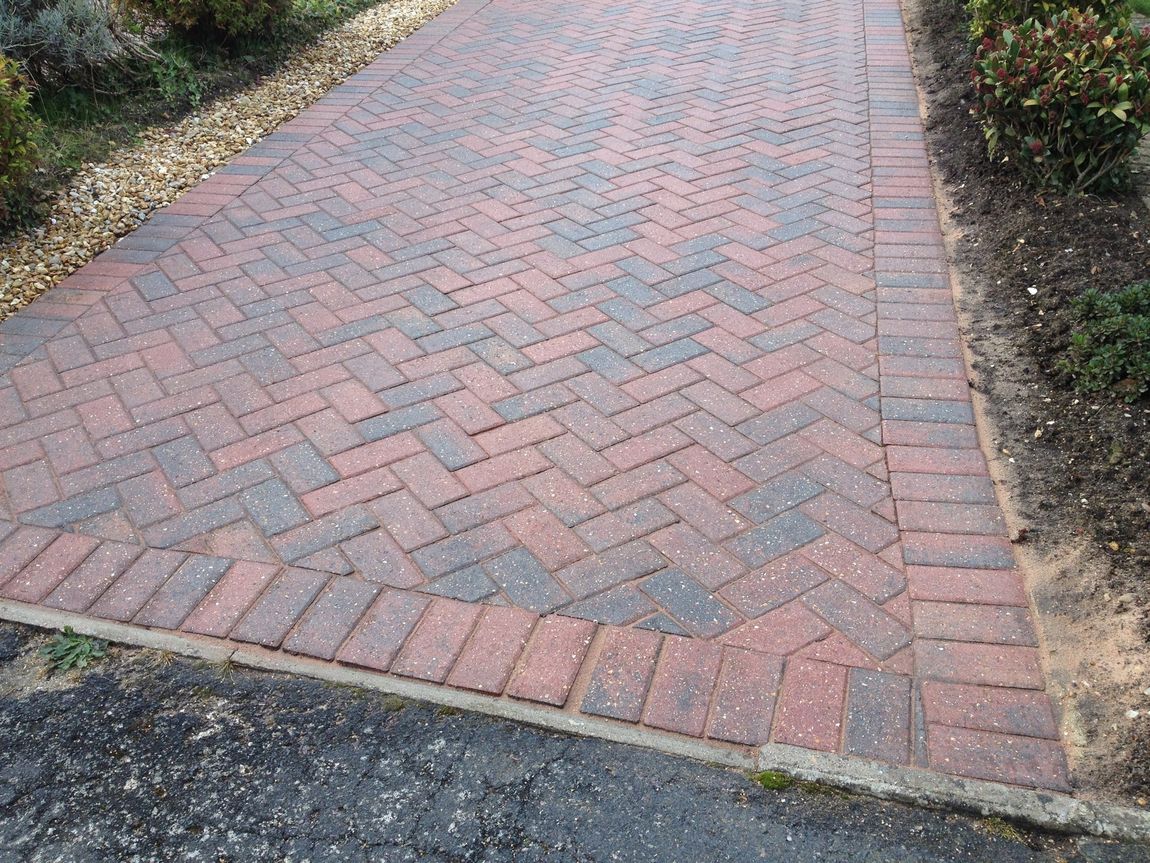 Block paving after cleaning and sealing
