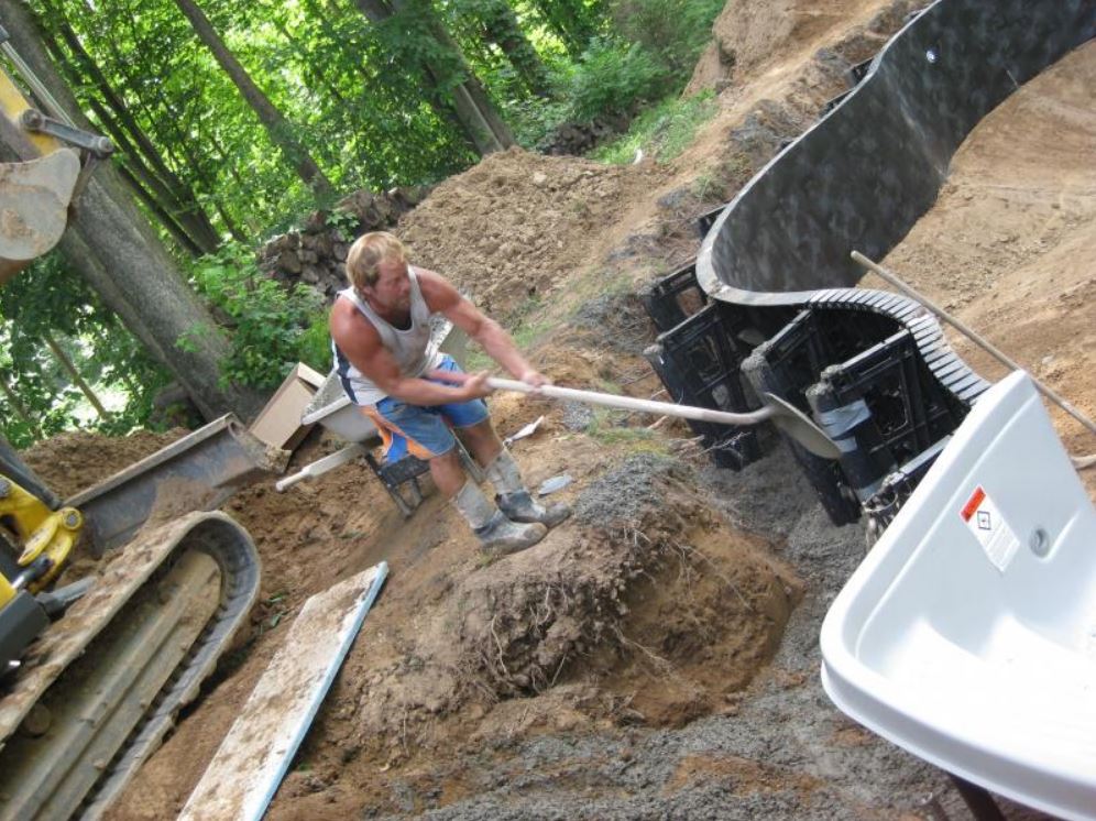 Man Installing Beam — Liverpool, NY — CoolWaters Pool & Spa
