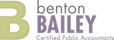 Benton bailey certified public accountants logo on a white background