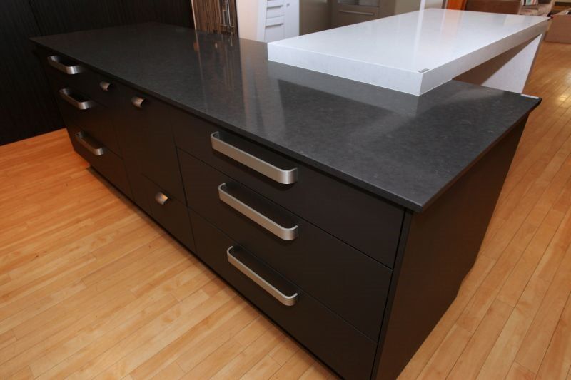 Caesarstone Organic White and Raven Benchtop — Cabinet Makers in Kunda Park, QLD