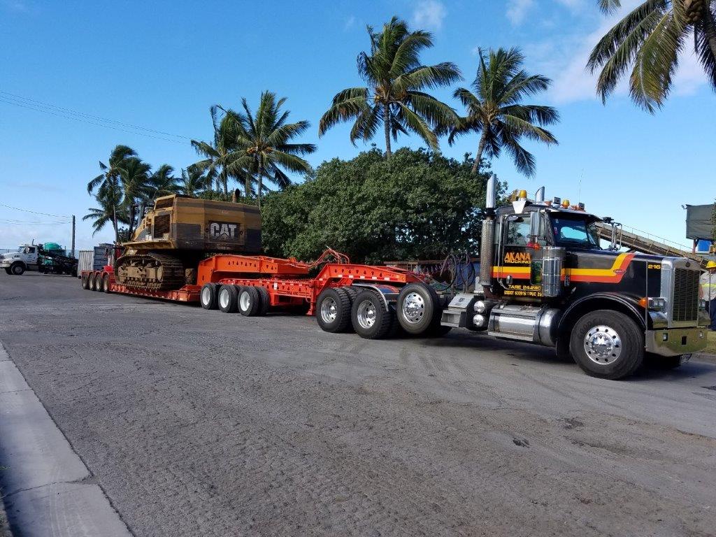 Cat Excavator being hauled