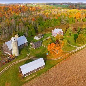 Idyllic autumn agricultural landscape