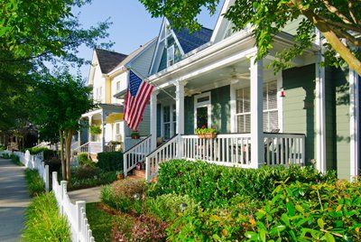 Patriotic row of houses