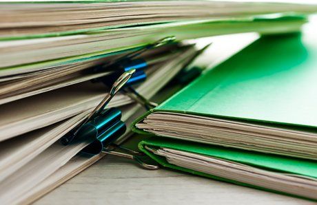 green folders with clips
