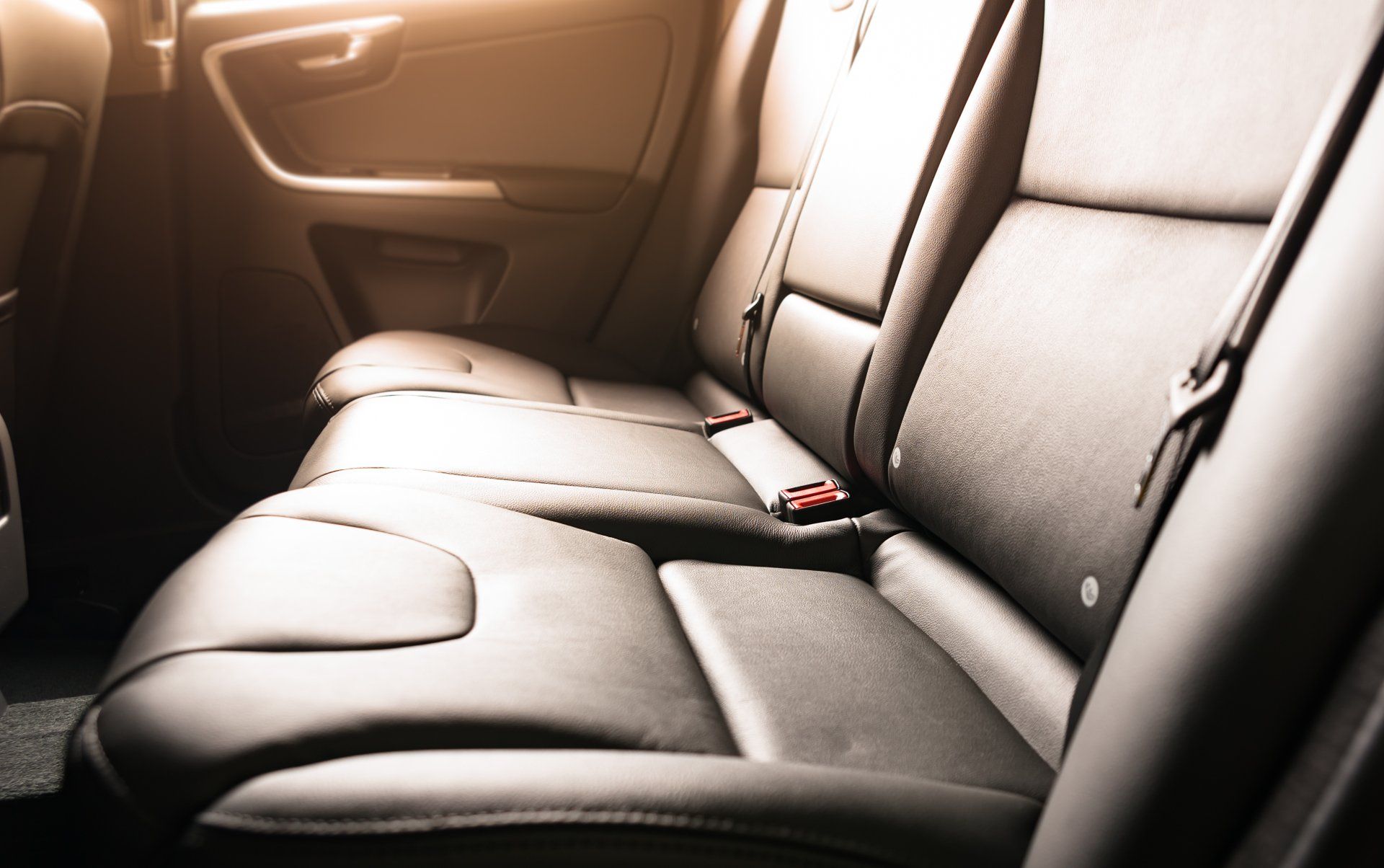 Car Backseats With Sun Light Flare From The Window
