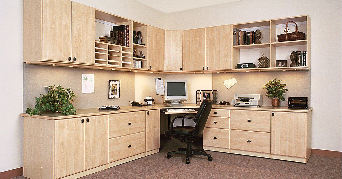 Light Wood Custom Home Office System