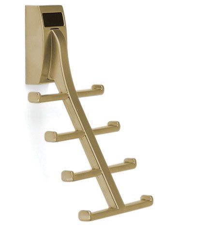 A hook with four hooks attached to it on a white background