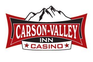 Carson Valley Inn Casino logo with mountains, red and black framing, and white text.