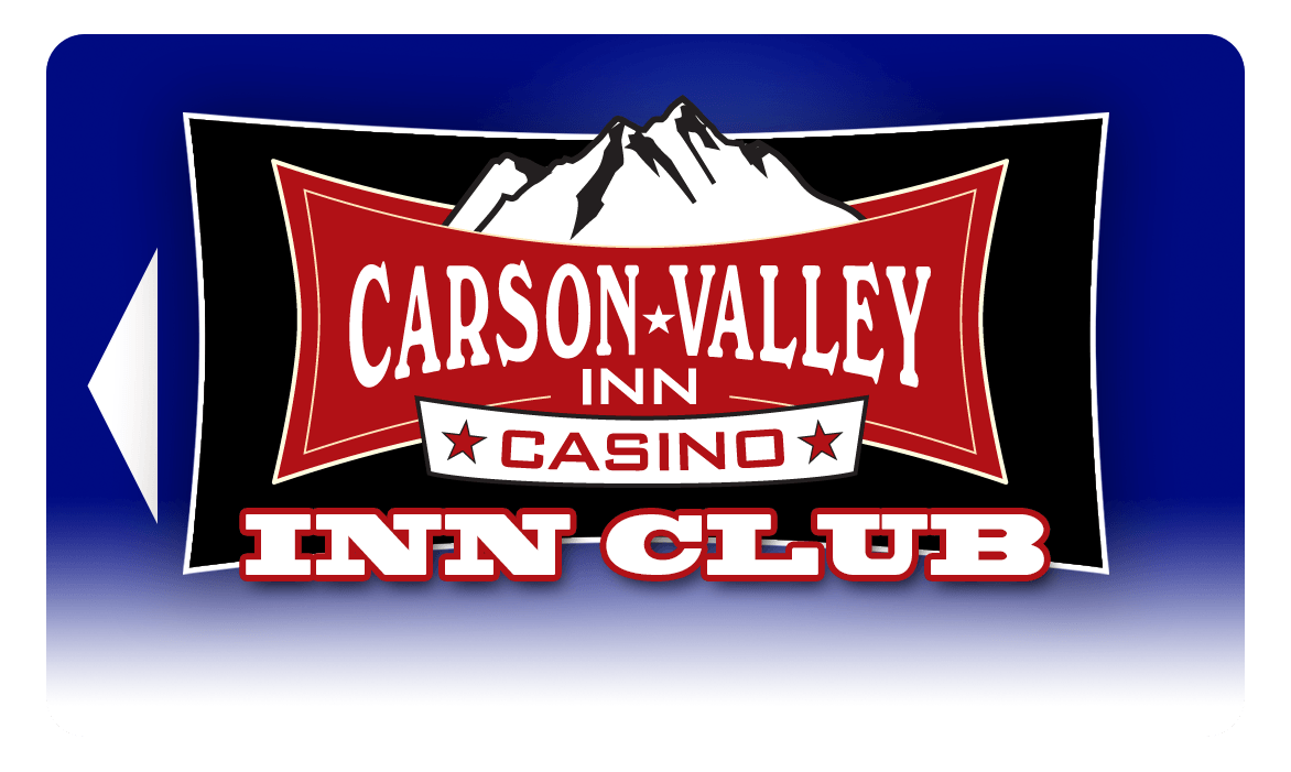 Carson Valley Inn Casino Inn Club card with red and white logo against a blue background.