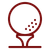 Golf ball on tee, maroon outline.