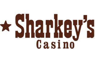 Sharkey's Casino logo with a star icon and brown text. The words 