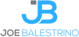 The logo for joe balestino is blue and gray on a white background.