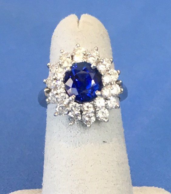 Blue Diamond Ring Brooch Set — Vintage Jewelry In Naples, FL