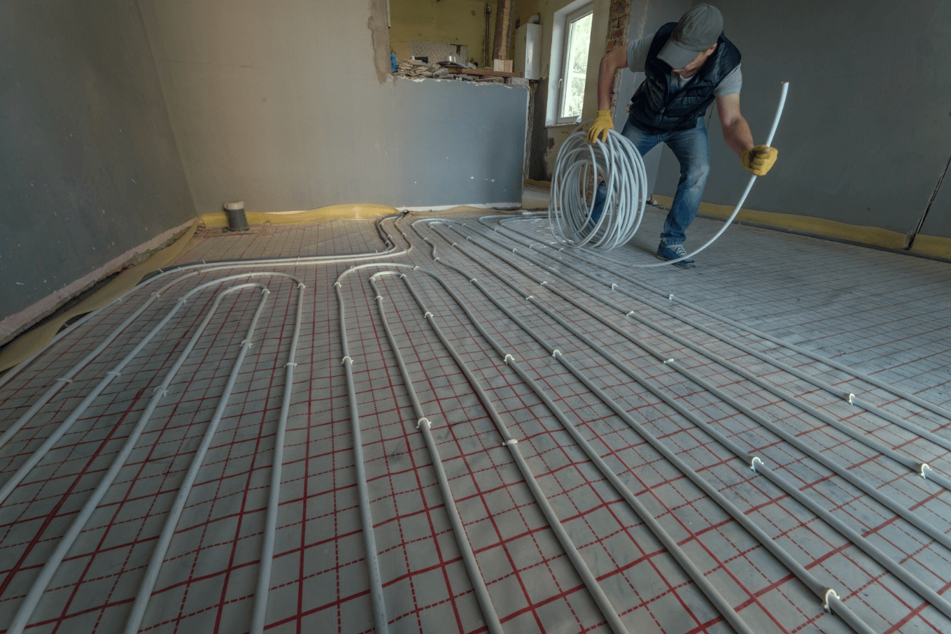 Riscaldamento a pavimento in installazione