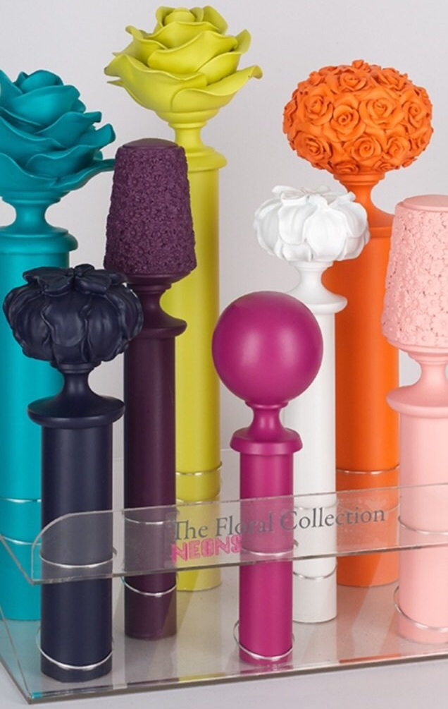 Coloured poles add vibrant colour - Neon floral poles from Byron Neon wooden poles