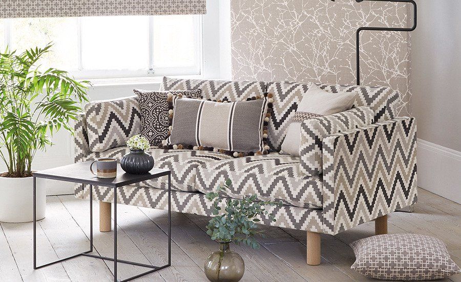 Romo printed Linara on furniture - contemporary design Romo fabric