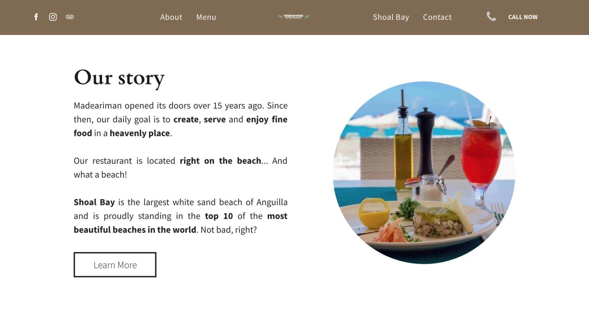 Le site internet du restaurant le Madeariman à Anguilla