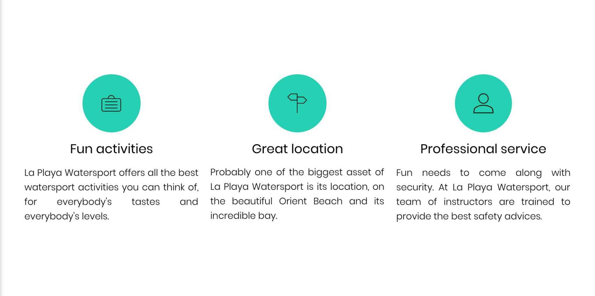 Les services proposés à La Playa Watersport