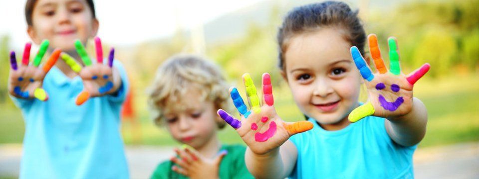 children with painted palm