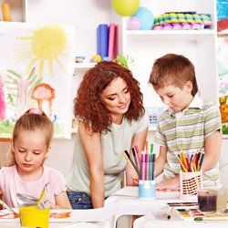children with their teacher