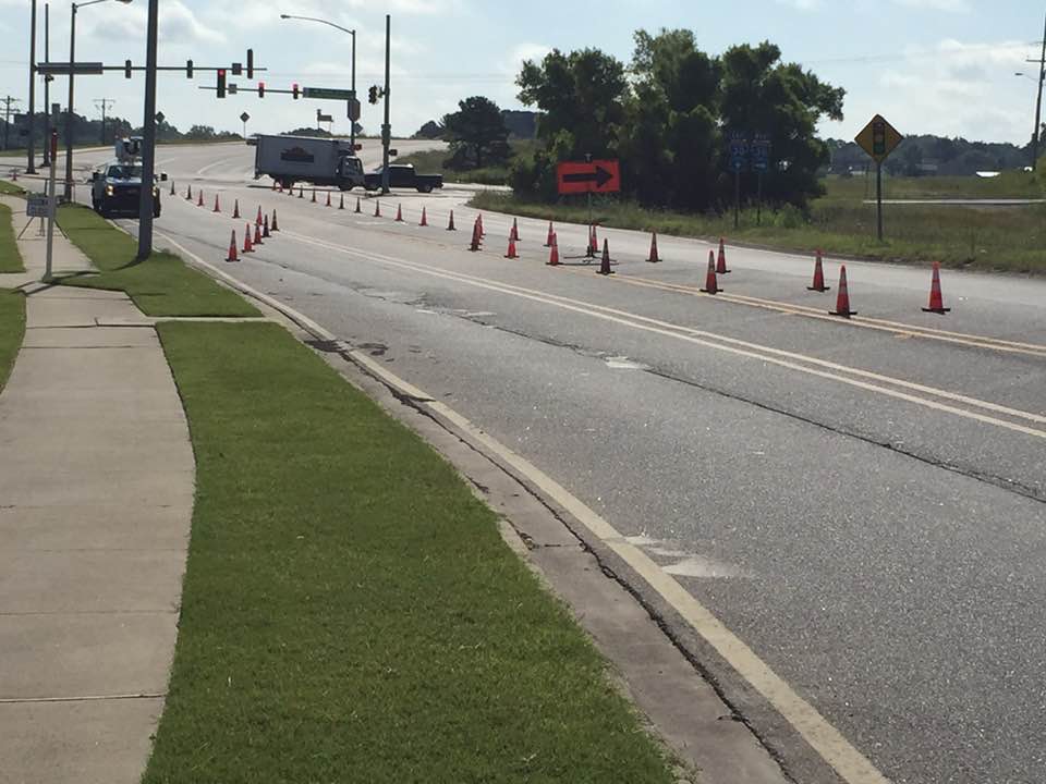 Lane closure on street in Arkansas