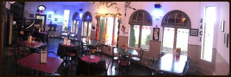 A restaurant with a lot of tables and chairs