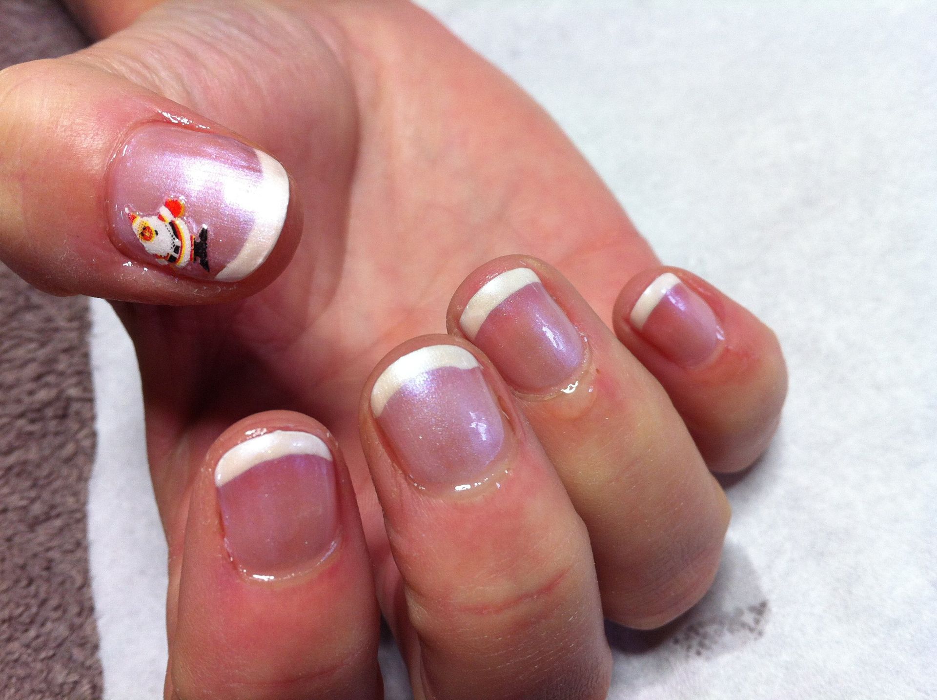 French polish with christmas sticker