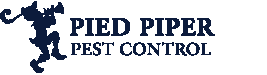 Logo for Pied Piper Pest Control featuring a dark blue silhouette of the Pied Piper playing a horn.