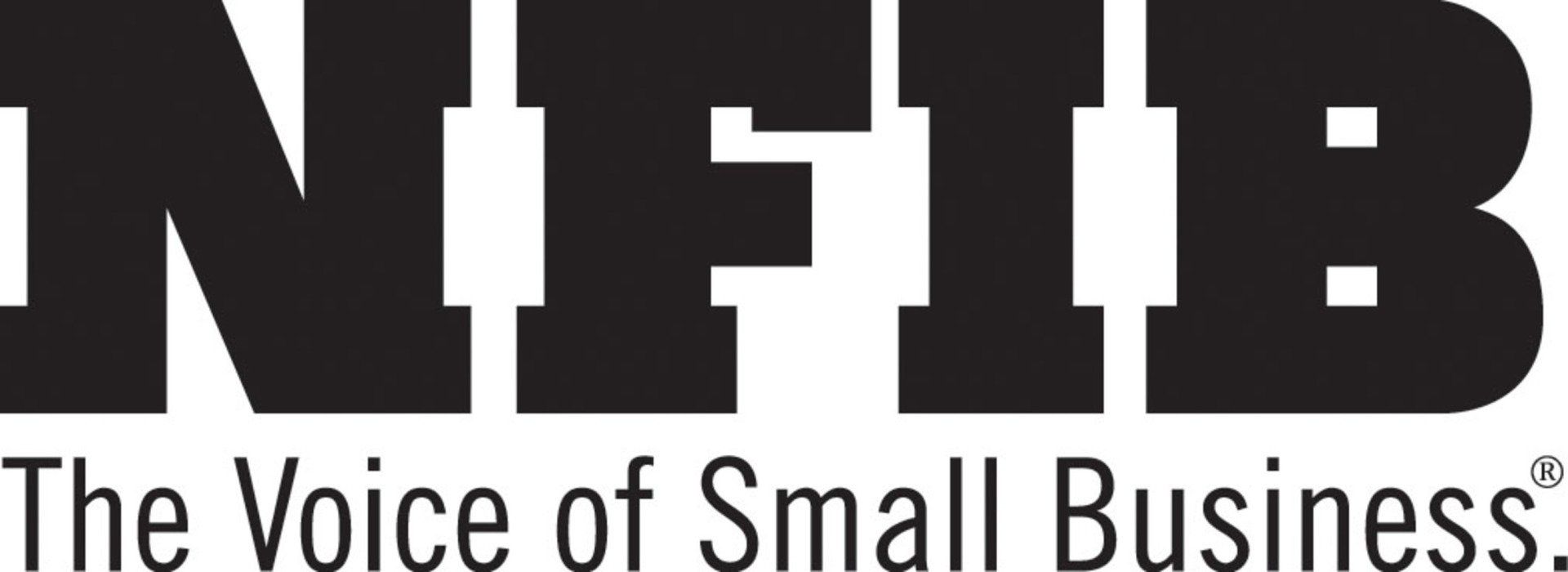 A black and white logo for nfib the voice of small business