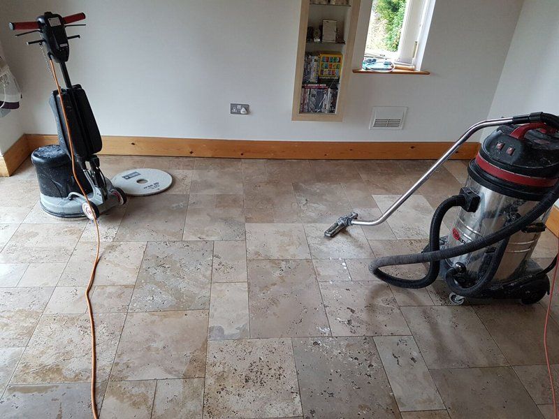 Flagstone floor cleaning