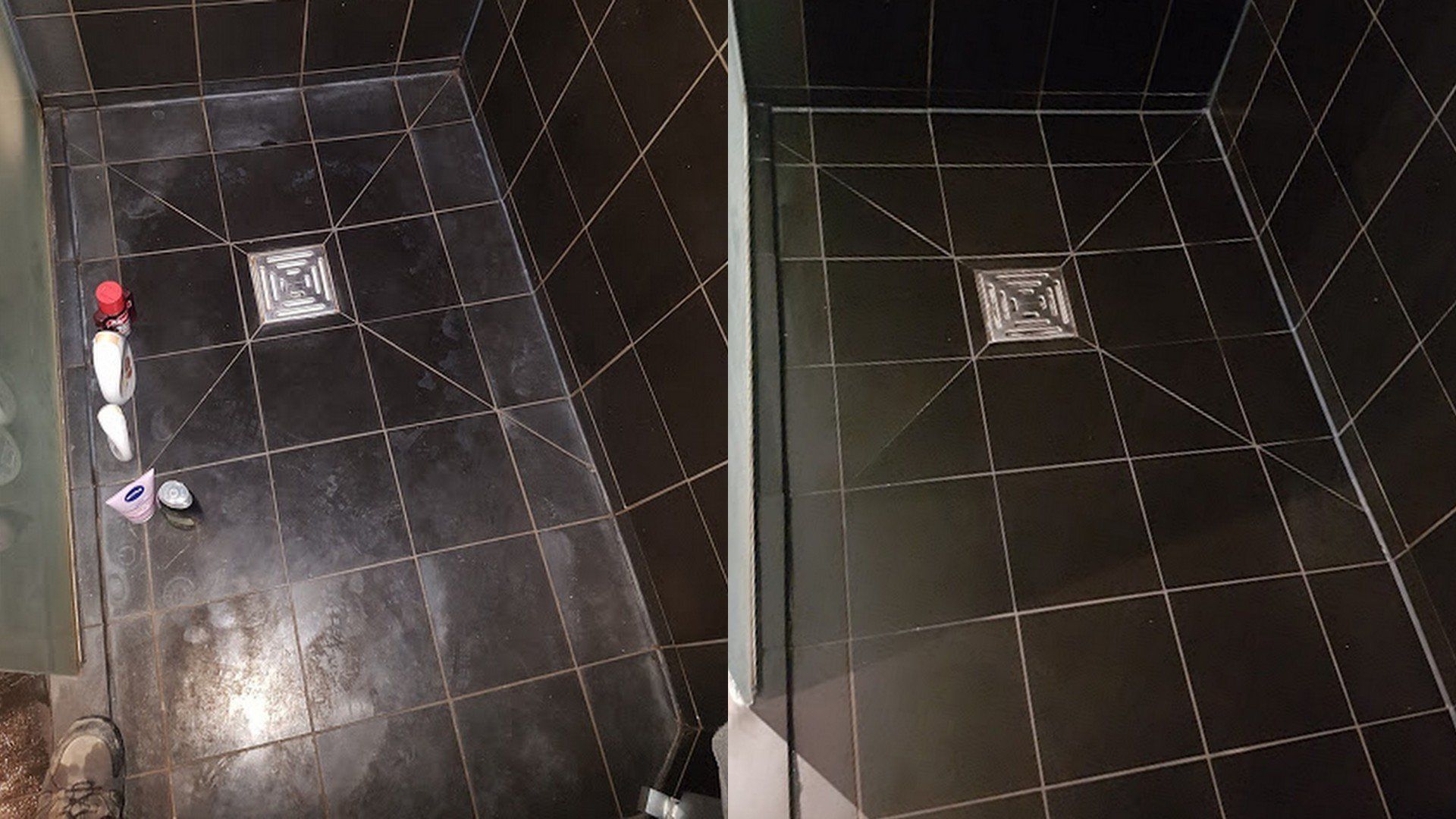 Black Limestone Shower Tiles Cleaning in Chesterfield