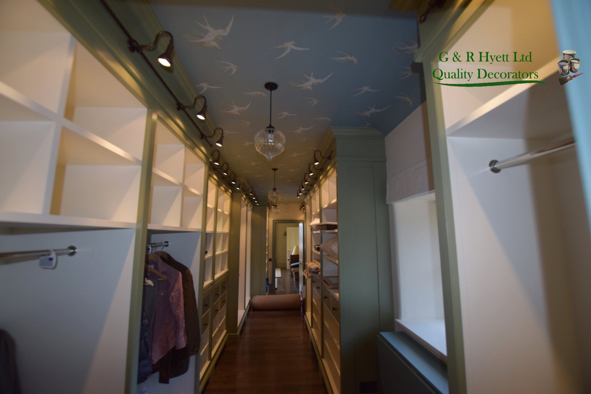 Hand Painted Wardrobe / Shelves in multiple colours in a large property in Gloucestershire