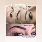Trasformazione delle sopracciglia: prima, durante e dopo il trucco permanente. Sopracciglia castano scuro su pelle chiara.