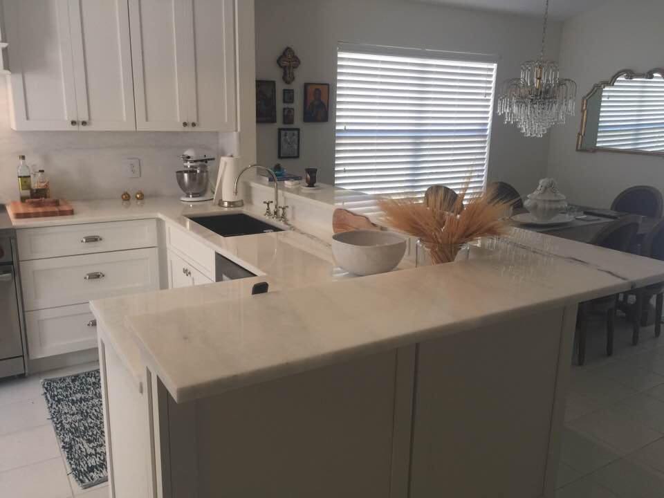 All White Kitchen Area — Palm Harbor, FL — Tarpon Marble, Inc.