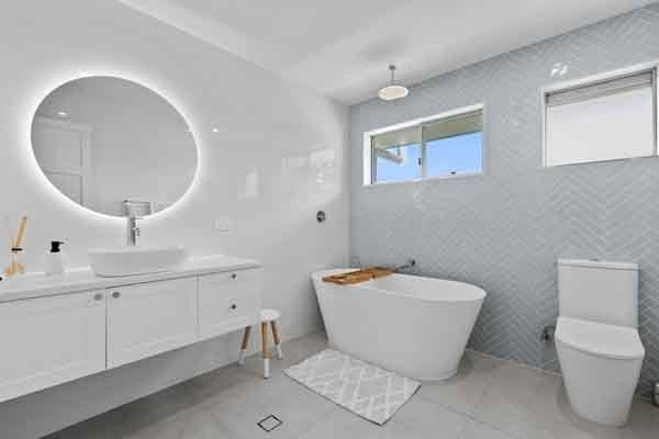white modern bathtub